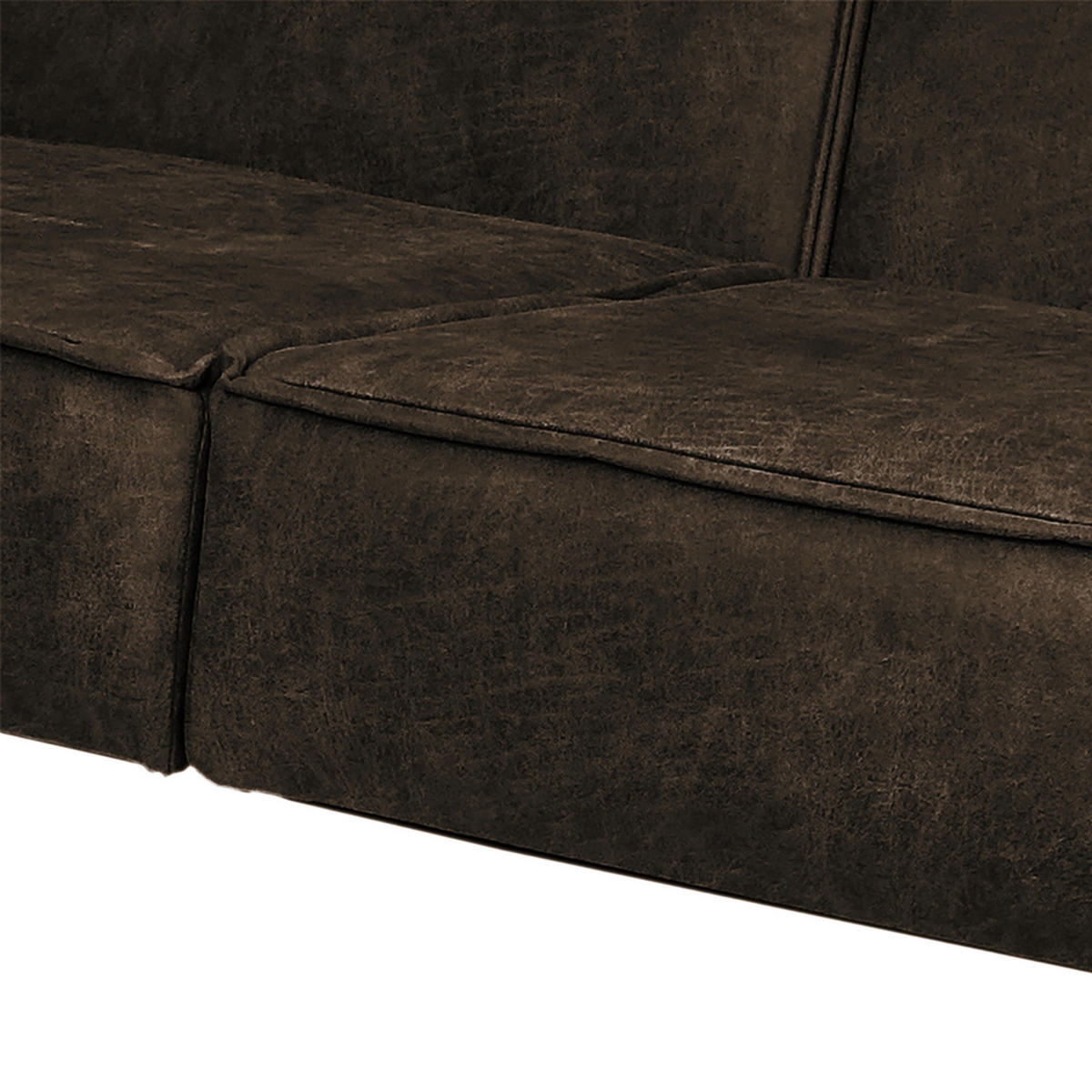 2-SITZER SOFA - Antiklederlook - Graubraun, Textil/Metall (125/74/82cm) - home24