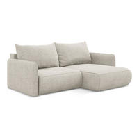 ECKSOFA mit Schlaffunktion Chenille Stoff Grau - Silberfarben/Schwarz, Kunststoff/Textil (207/148cm) - Makamii