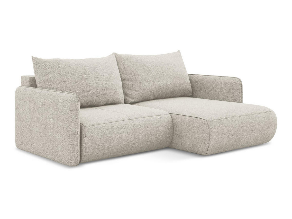 ECKSOFA mit Schlaffunktion Chenille Stoff Grau - Silberfarben/Schwarz, Kunststoff/Textil (207/148cm) - Makamii