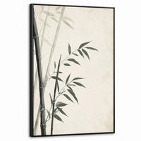 LEINWAND Bilder mit Rahmen - Japandi - Bambus - Beige - 60x90 - Eukalyptusholzfarben, Textil (60/90cm) - MuchoWow