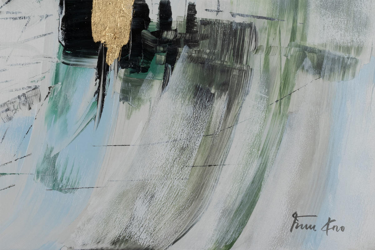 ACRYLBILD HANDGEMALT 100/75 cm - Grau/Grün, Holz/Textil (1.8/75cm) - KUNSTLOFT