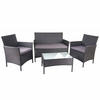 POLY-RATTAN GARNITUR Schwarz, Anthrazit - Anthrazit/Schwarz, Kunststoff - MCW