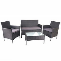 POLY-RATTAN GARNITUR Schwarz, Anthrazit - Anthrazit/Schwarz, Kunststoff - MCW