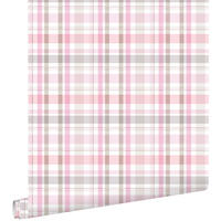 TAPETE Karomuster 53 cm x 10.05 m - Pink, Papier (53/1000cm) - ESTAhome