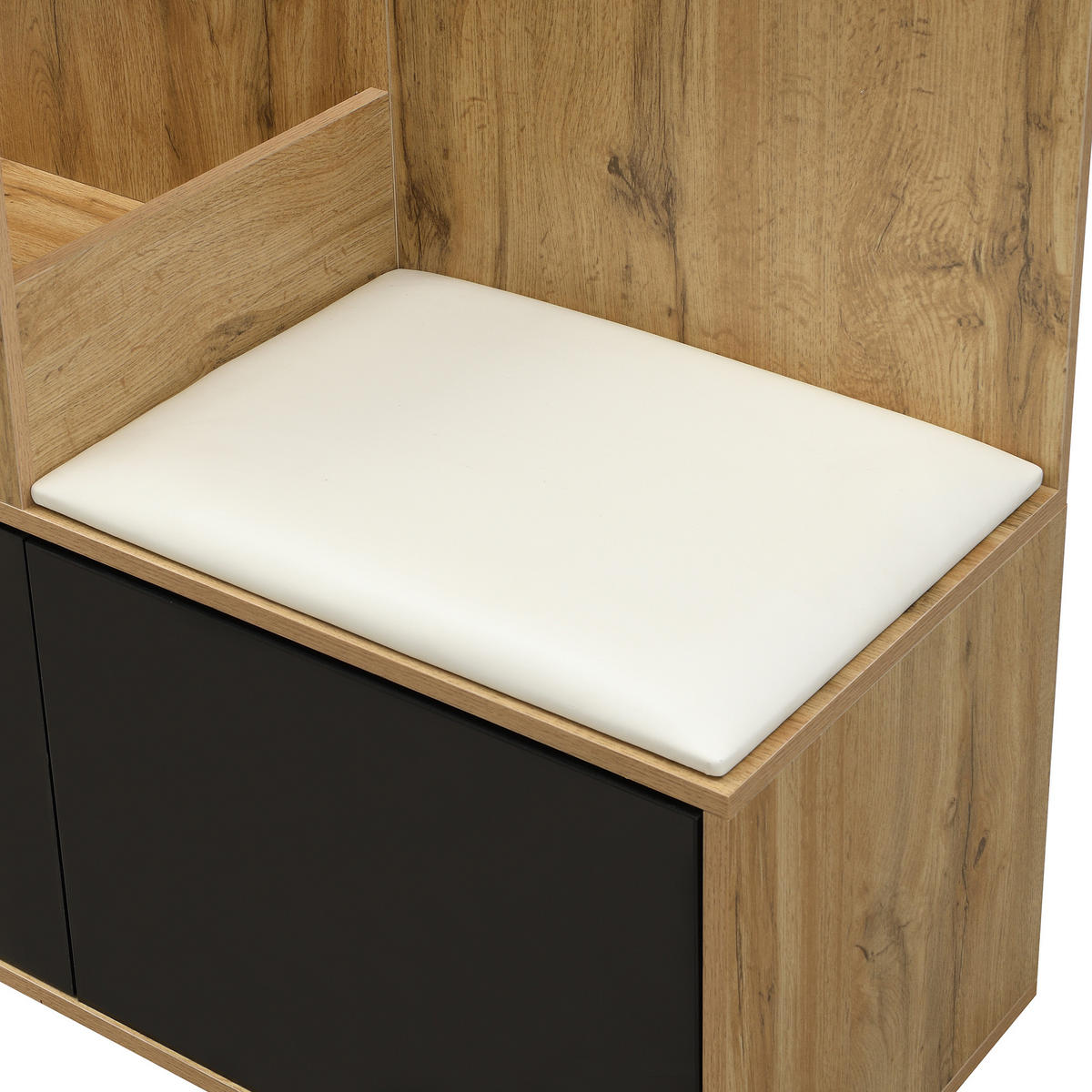 SCHUHSCHRANK aus MDF 100x38x191cm in Natur mit Bank & Spiegel - Naturfarben, Holzwerkstoff (100/191/38cm) - Modfu