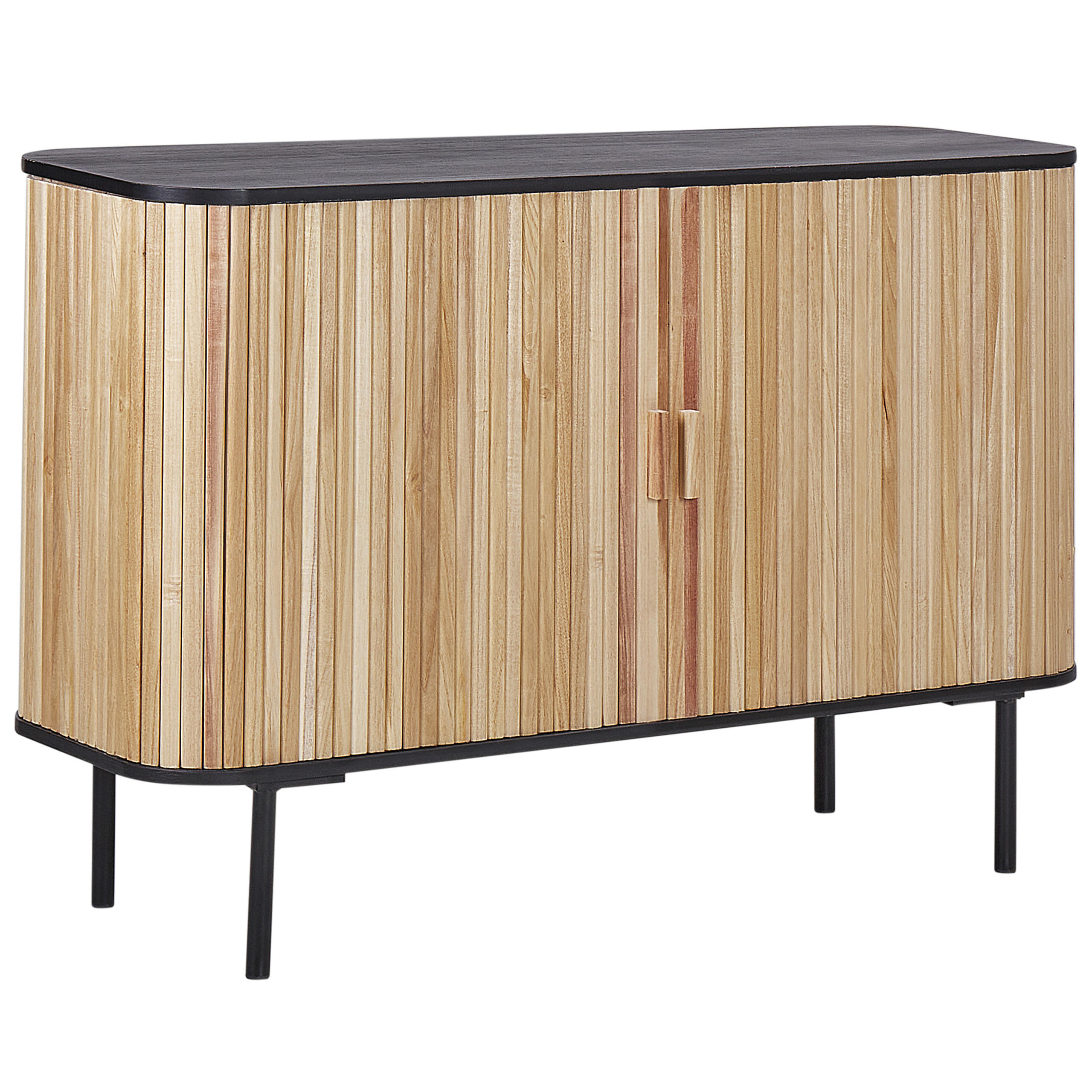 SIDEBOARD Heller Holzfarbton Lindon - Hellbraun/Schwarz, Holz (120/81/40cm) - Beliani