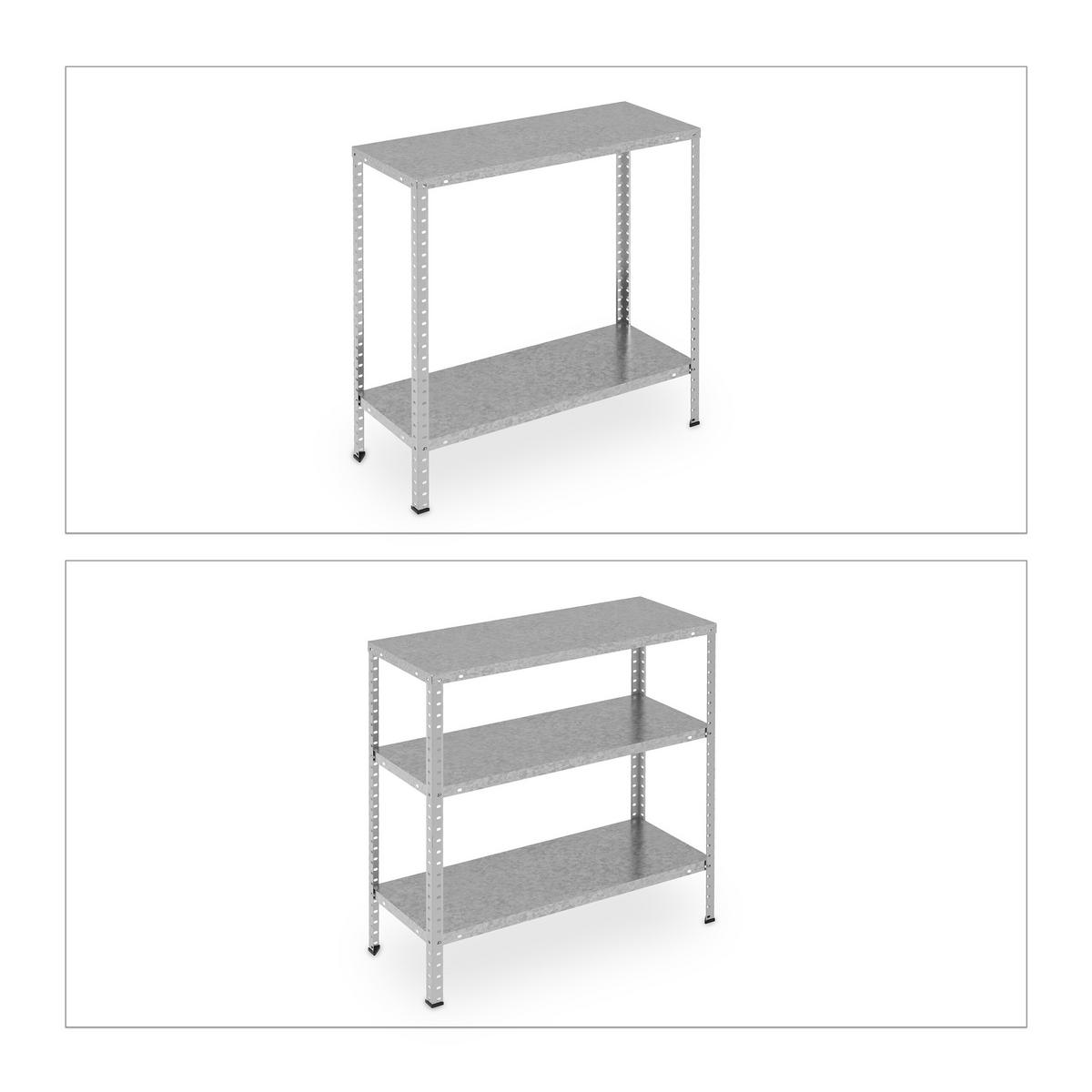 METALLREGAL - Silberfarben, Holzwerkstoff/Kunststoff (75/150/30cm) - Relaxdays