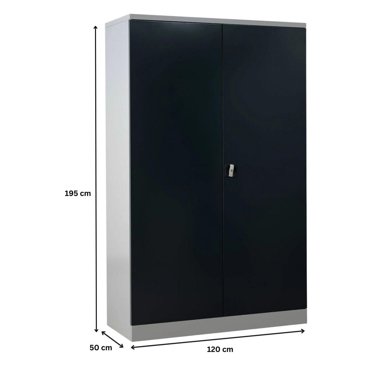 STAHLSCHRANK Bee mit 6 lackierten Fachböden 195x120x50 cm Korpusfarbe Lichtgrau Frontfarbe Anthrazit - Anthrazit, Metall (120/195/50cm)