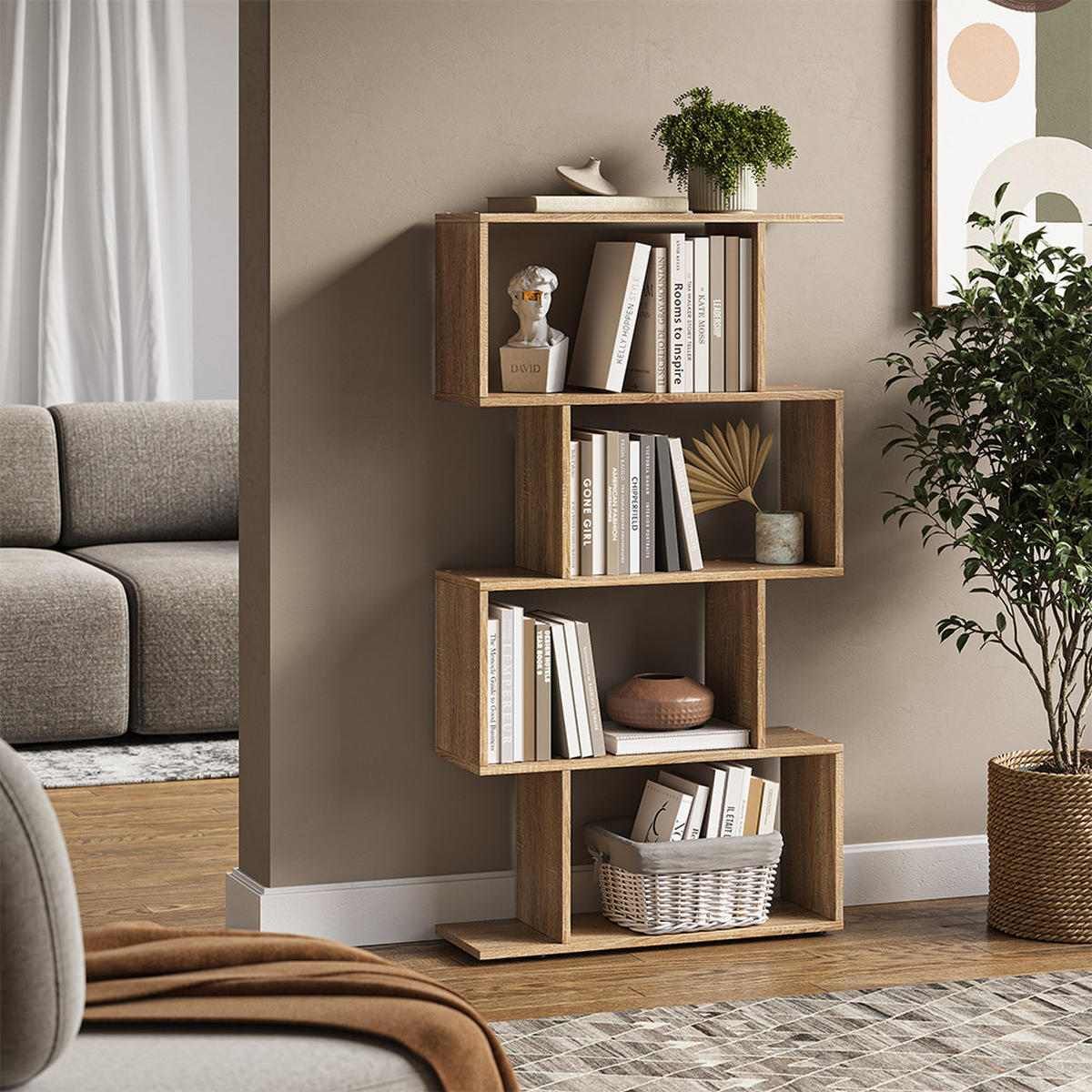 RAUMTEILER Levio Sonoma 70 x 132.1 cm 4 Fächer - Sonoma Eiche, Holzwerkstoff (70/132.1/23.8cm) - Vicco