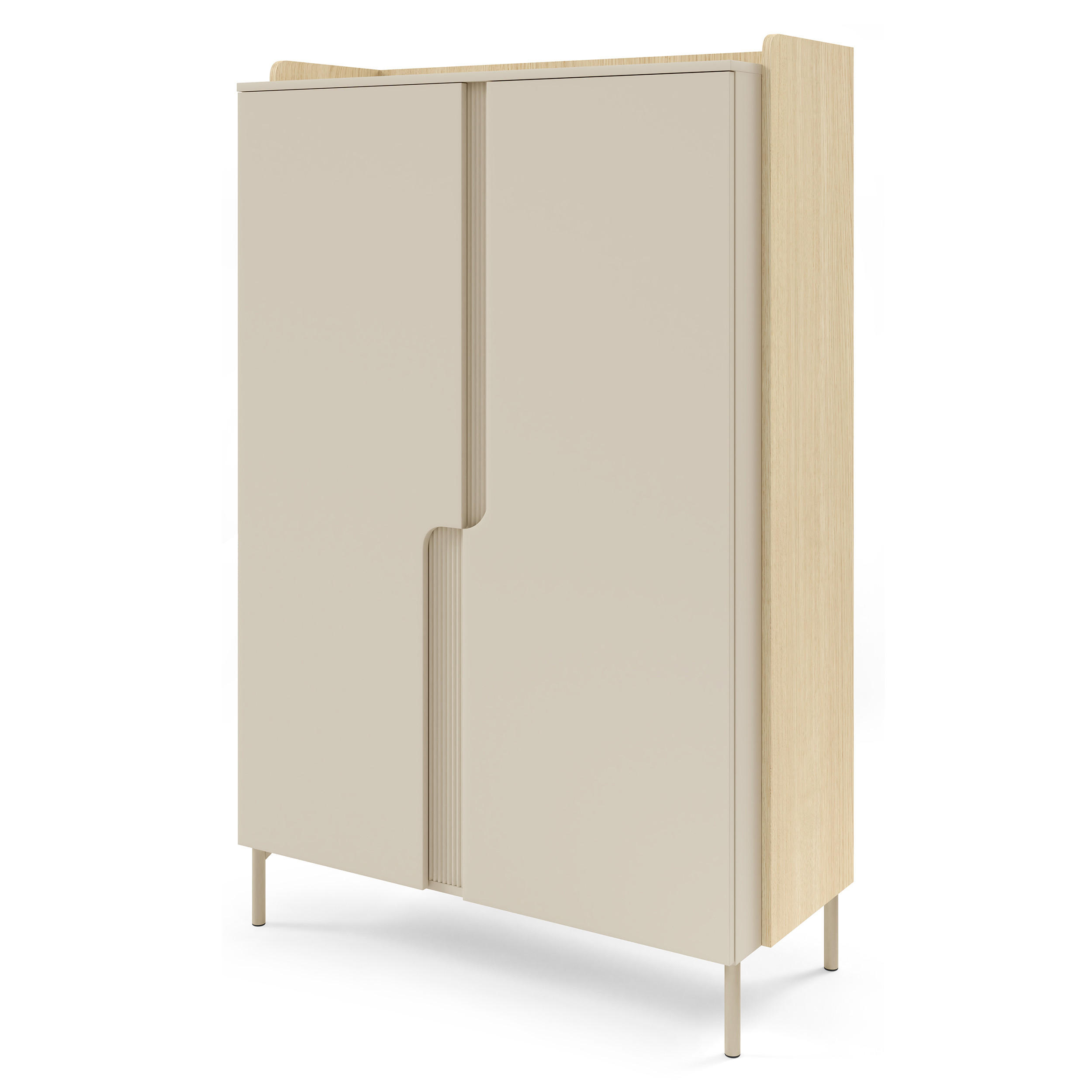 KOMMODE Positivo mit 2 Türen und 6 Einlegeböden, 103 cm, Mavelie-Eiche + Macadamia - Eichefarben, Holzwerkstoff (103/160/42cm) - Beautysofa