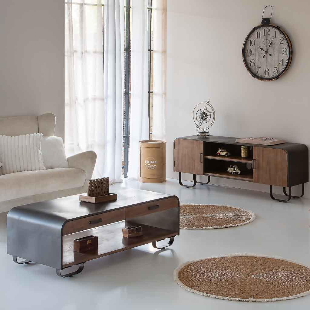 COUCHTISCH aus Holz und Metall schwarz 120x62x41 cm - Braun, Holz (62/120/41cm) - Wanderlust