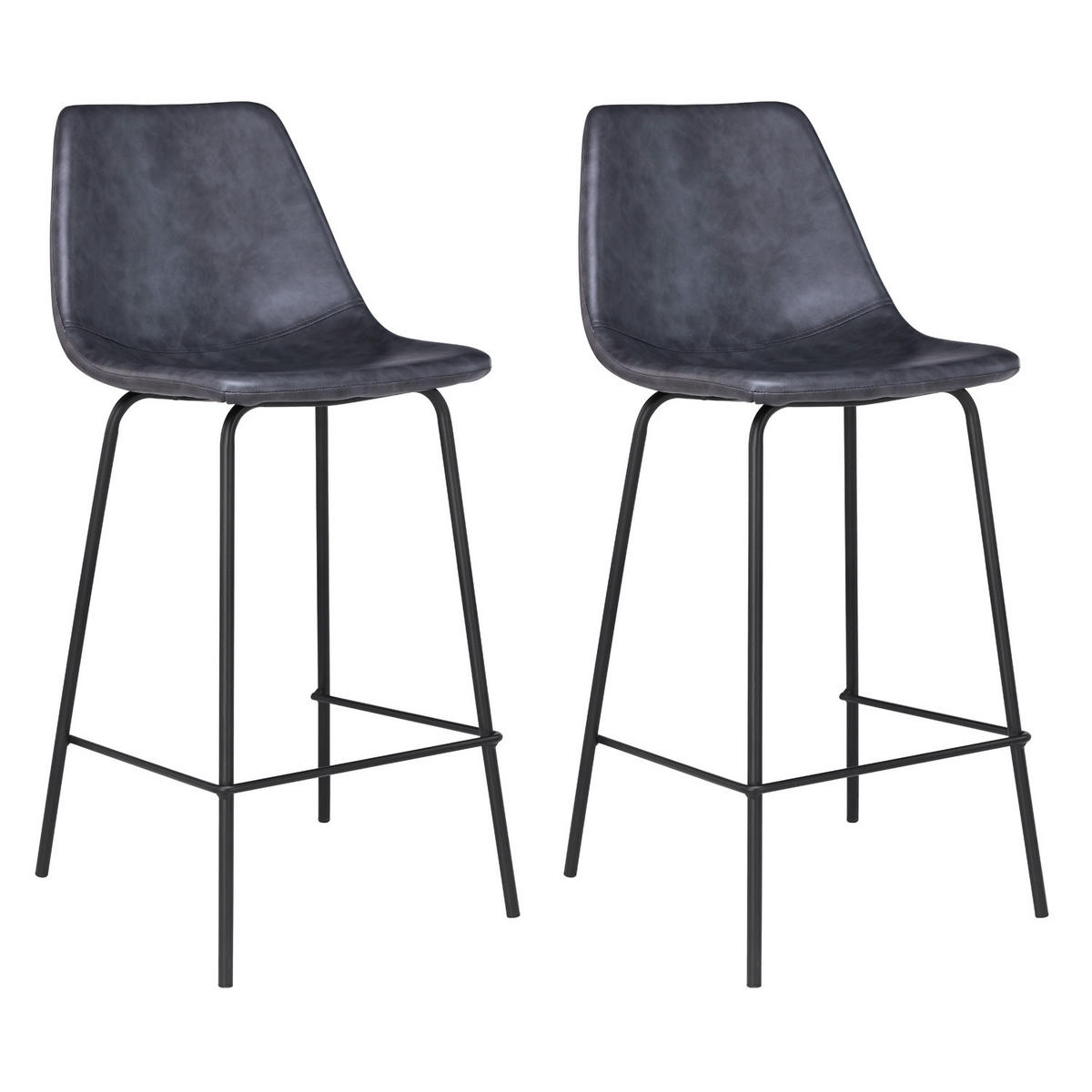 BARHOCKER Lucien Dunkelgrau Sitzhöhe 65cm 2er-Set - Grau, Kunststoff (43/94/50cm) - Happy Garden