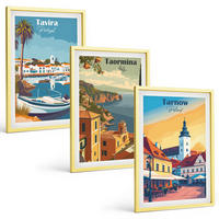 BILDER SET 3er Set - 40x60 cm Goldrahmen - Ansichten von Küstenstädten - Goldfarben, Kunststoff (40/60cm) - TULUP