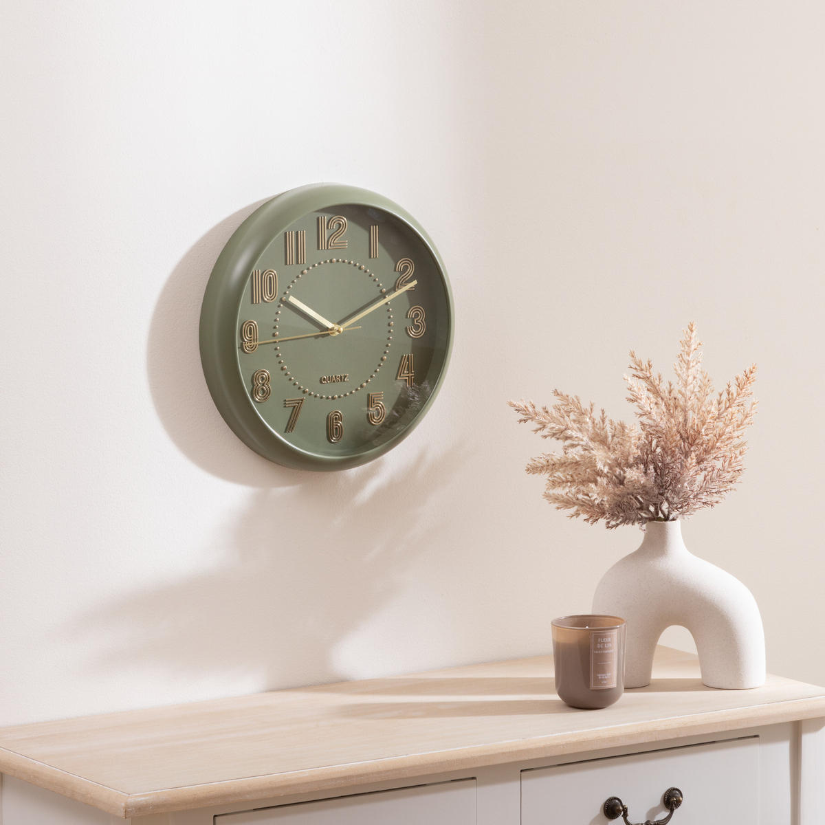 WANDUHR Alizee 30,5/30,5/4,3 cm - Grün, Kunststoff (30.5/4.3/30.5cm) - Atmosphera Createur d´interieur