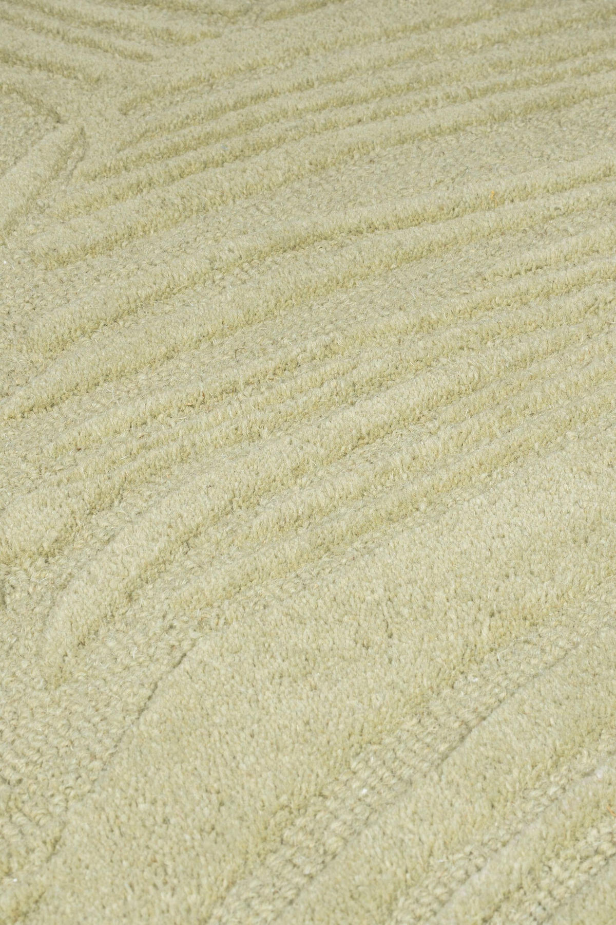 WOLLTEPPICH Blatt-Design, handgetuftet LEVEN LEE, Grün-Beige 60x230 cm - Grün, Textil (60/230cm) - KADIMA DESIGN