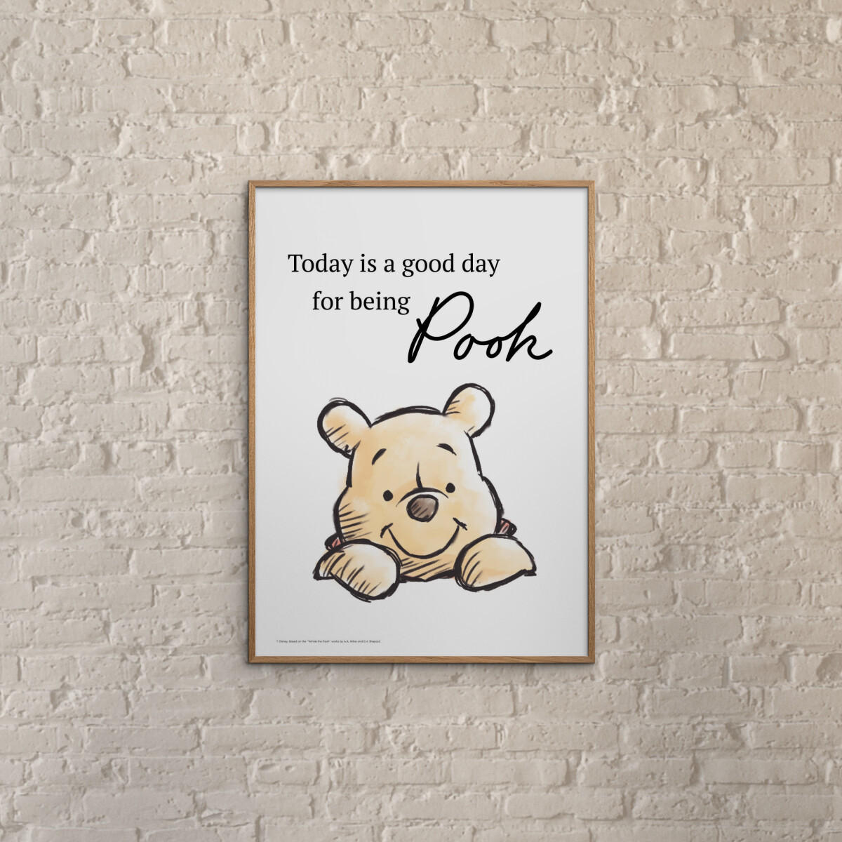 POSTER mit Rahmen Disney - Just Being Winnie the Pooh Today - Eichefarben/Gelb, Holz/Papier (30/40cm) - Poster&Frame