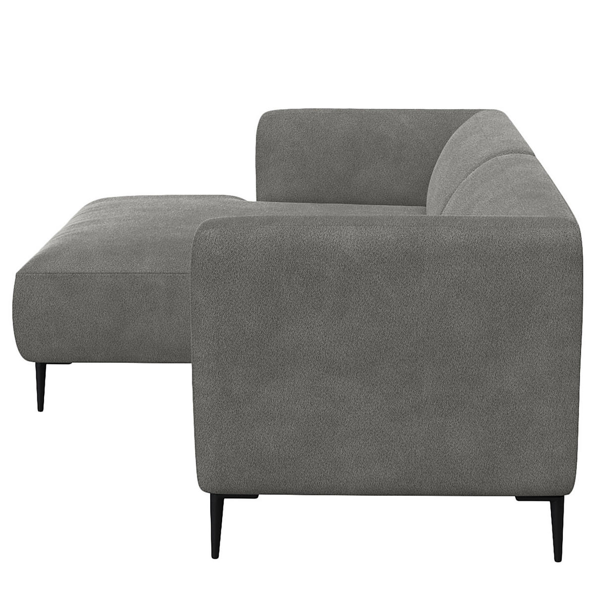 1,5-SITZER ECKSOFA mit Longchair - Schwarz/Grau, Textil/Metall (211/148cm) - home24