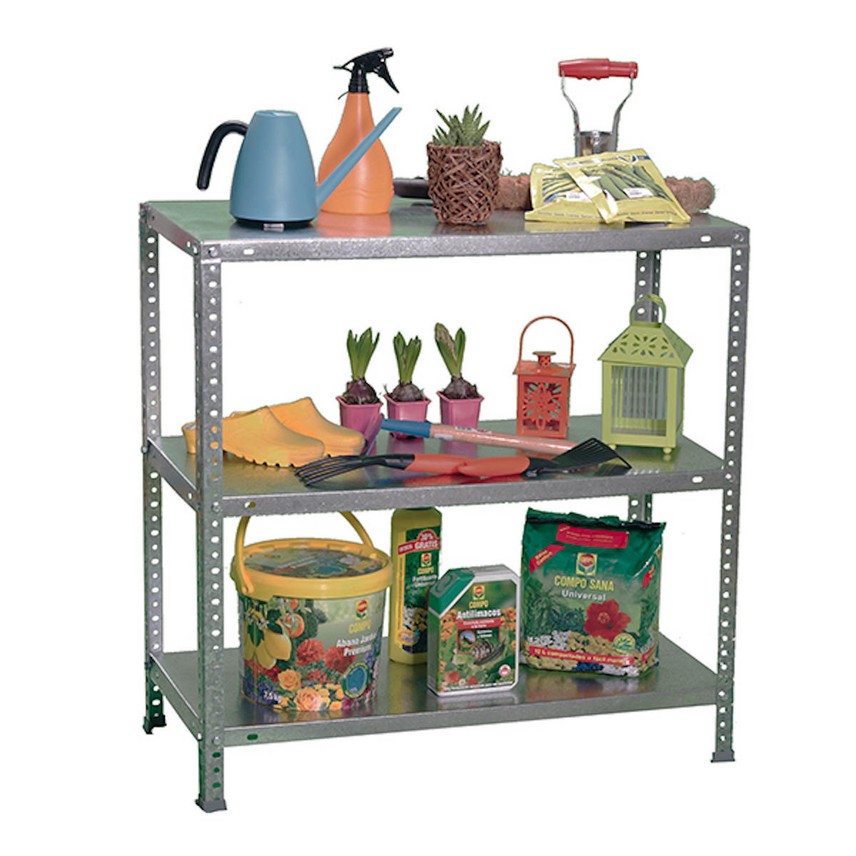 SCHRAUBREGAL PANDA MINI | HxBxT 90x110x40cm | 3 Fachböden | Fachlast 75kg | Verzinkt - Silberfarben, Metall (110/90/40cm) - PROREGAL