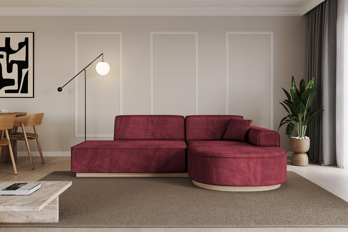 ECKSOFA Ottomane Rechts ARRIO-L1 - 243x171x83 cm Bordeauxrot - Bordeaux, Holzwerkstoff/Textil (243/171cm) - ALTDECOR