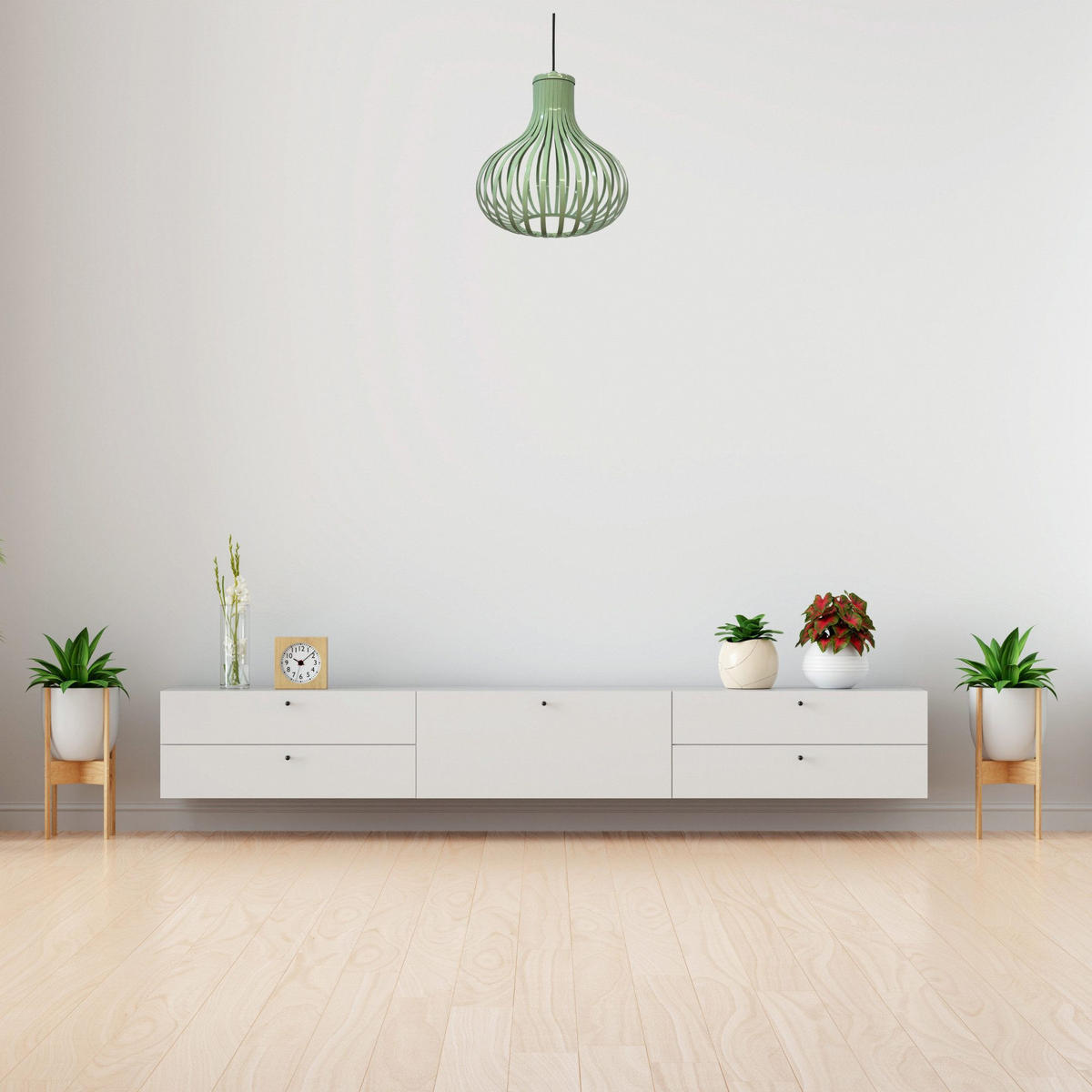 PENDELLEUCHTE Pear 30/35 cm - Weiß Hochglanz/Weiß, Holz/Metall (35/30/35cm) - Bamyum