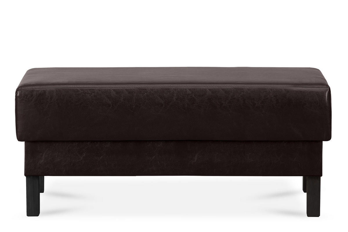 SITZHOCKER ESPECTO auf hohen Holzbeinen, Dunkebraun - Dunkelbraun/Schwarz, Textil (106/47/56cm) - KONSIMO®