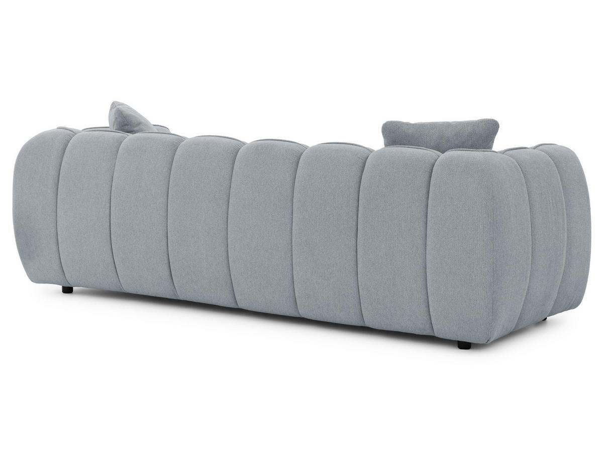 3-SITZER SOFA Nubira in tief gesteppter Bubble-Optik aus weichem Grau Strukturstoff im modernen Design - Schwarz/Grau, Holz/Kunststoff (228/69/89cm) - S-Style Möbel