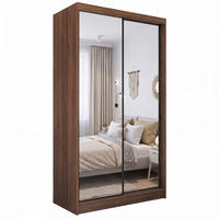 SCHWEBETÜRENSCHRANK Debra II mit Schubladen und Spiegel 120/216/61 Walnuss - Walnussfarben, Holzwerkstoff (120/216/61cm) - Beautysofa