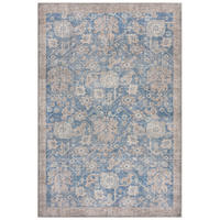 TEPPICH waschbar Vintage Floral, Orientalisch, Wohnzimmer schmutzabweisend Blau Rechteckig 190x290 - Blau, Textil (190/290cm) - KADIMA DESIGN