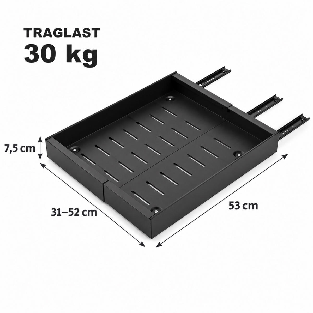 ZÁSUVKA Čierna 1-ks kov teleskopická výsuvná samolepiaca - čierna, kov (52/7.5/53cm) - Relaxdays