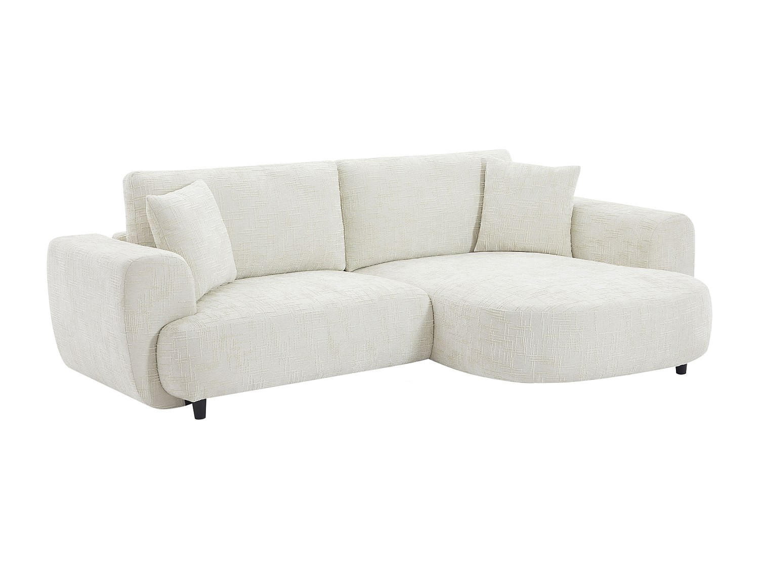 ECKSOFA - Ecke rechts - Strukturstoff - Beige - RULAMA - Beige, Textil (250/154cm) - Vente-Unique