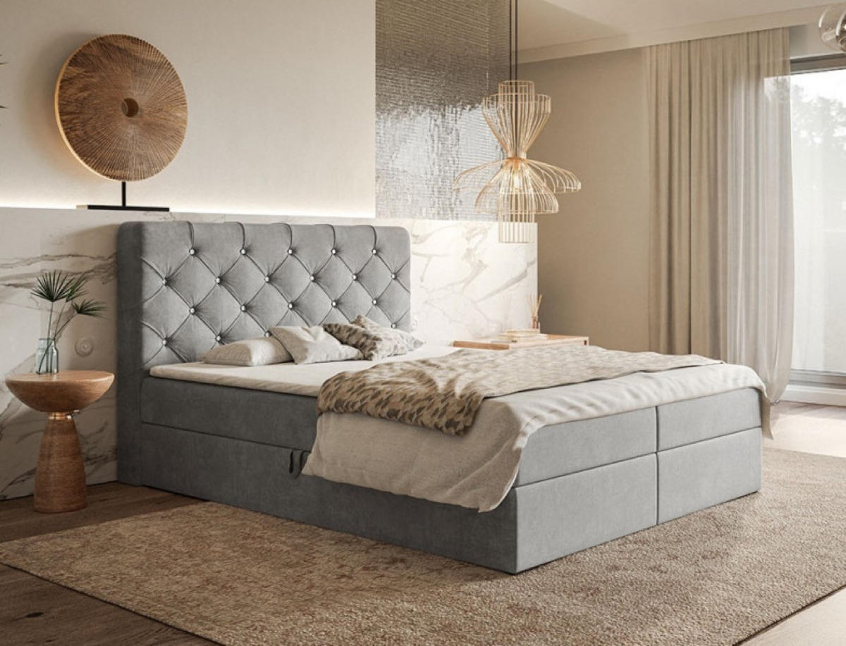 BETT Grau FOX 7 180x200 cm - Schwarz/Grau, Textil (180/200cm) - Sepro Meble