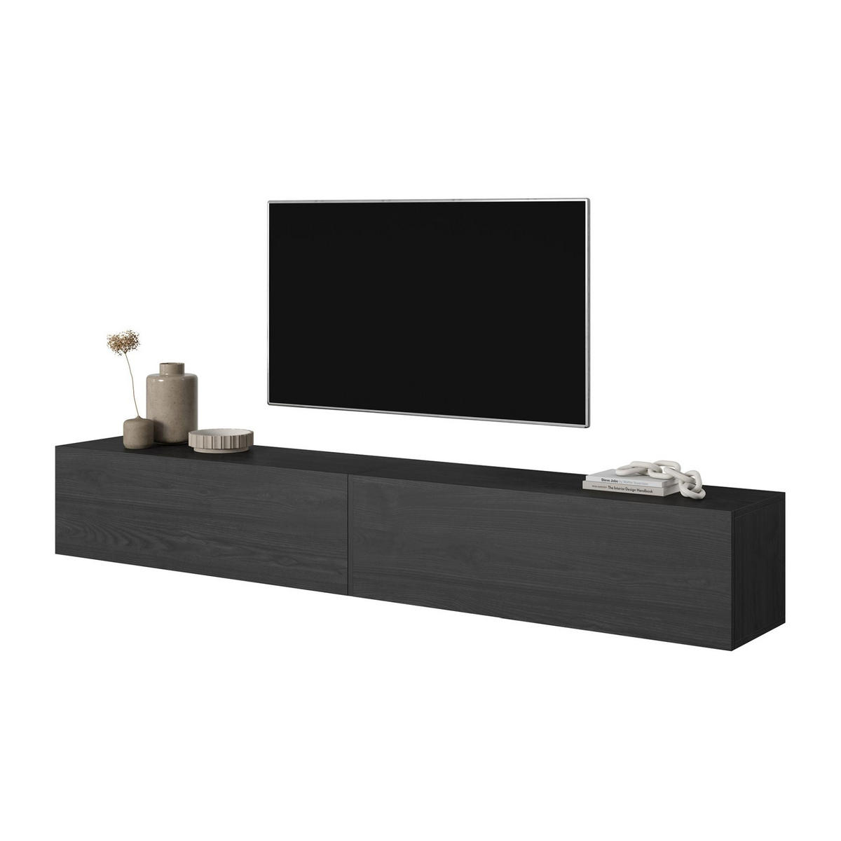 TV stolek BISIRA černý jasan 200 cm - černá, kompozitní dřevo (200/30/31.6cm) - Selsey