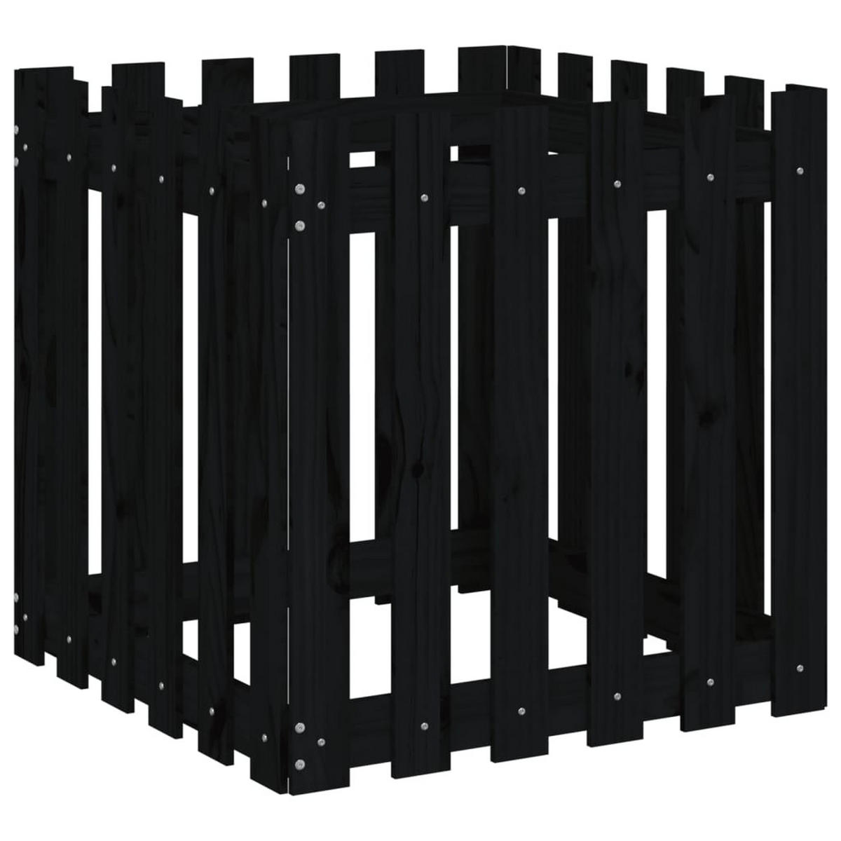 PFLANZKÜBEL Lattenzaun-Design Schwarz 60x60x60 cm Kiefernholz - Schwarz, Holz (60/60/60cm)
