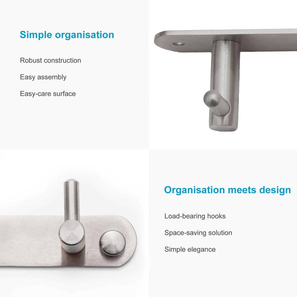 HAKENLEISTE 22/4.2/4.2 cm - Silberfarben, Metall (4.2/4.2/22cm) - Intirilife