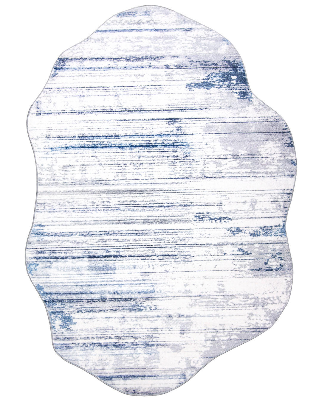 TEPPICH Arona Albi Mazovia Unregelmäßige Form 120x160cm Weiß Blau Abstrakt Kurzflor - Weiß, Textil (120/160cm) - Mazovia