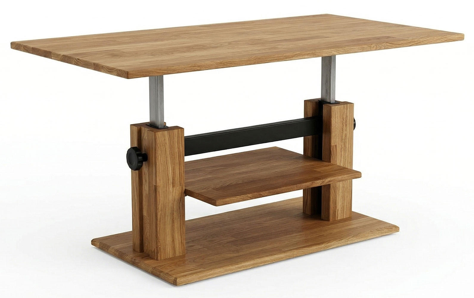 COUCHTISCH C-20 Eiche geölt 110 / 62 / 48-64cm - Eichefarben, Holz/Holzwerkstoff (62/100/64cm) - Feldmann-Wohnen