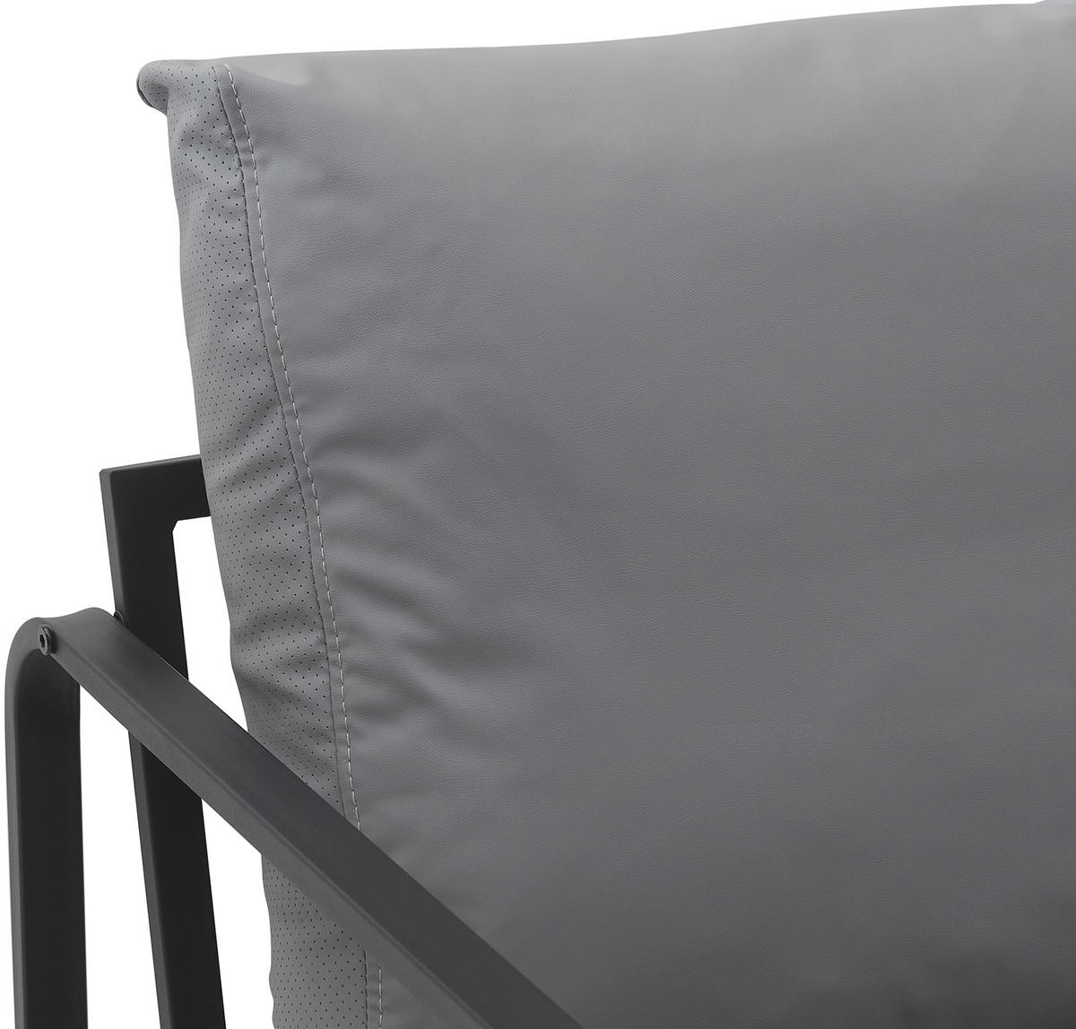 SESSEL Lederlook grau - Schwarz/Grau, Textil/Metall (70/82/74cm) - CLP