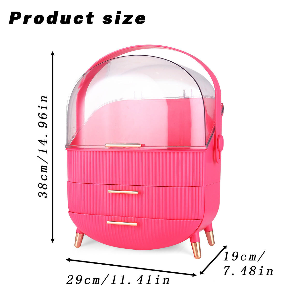 KOSMETIK ORGANIZER Kaelis 29/19/38 cm - Rosa, Kunststoff (19/38/29cm) - ZMH