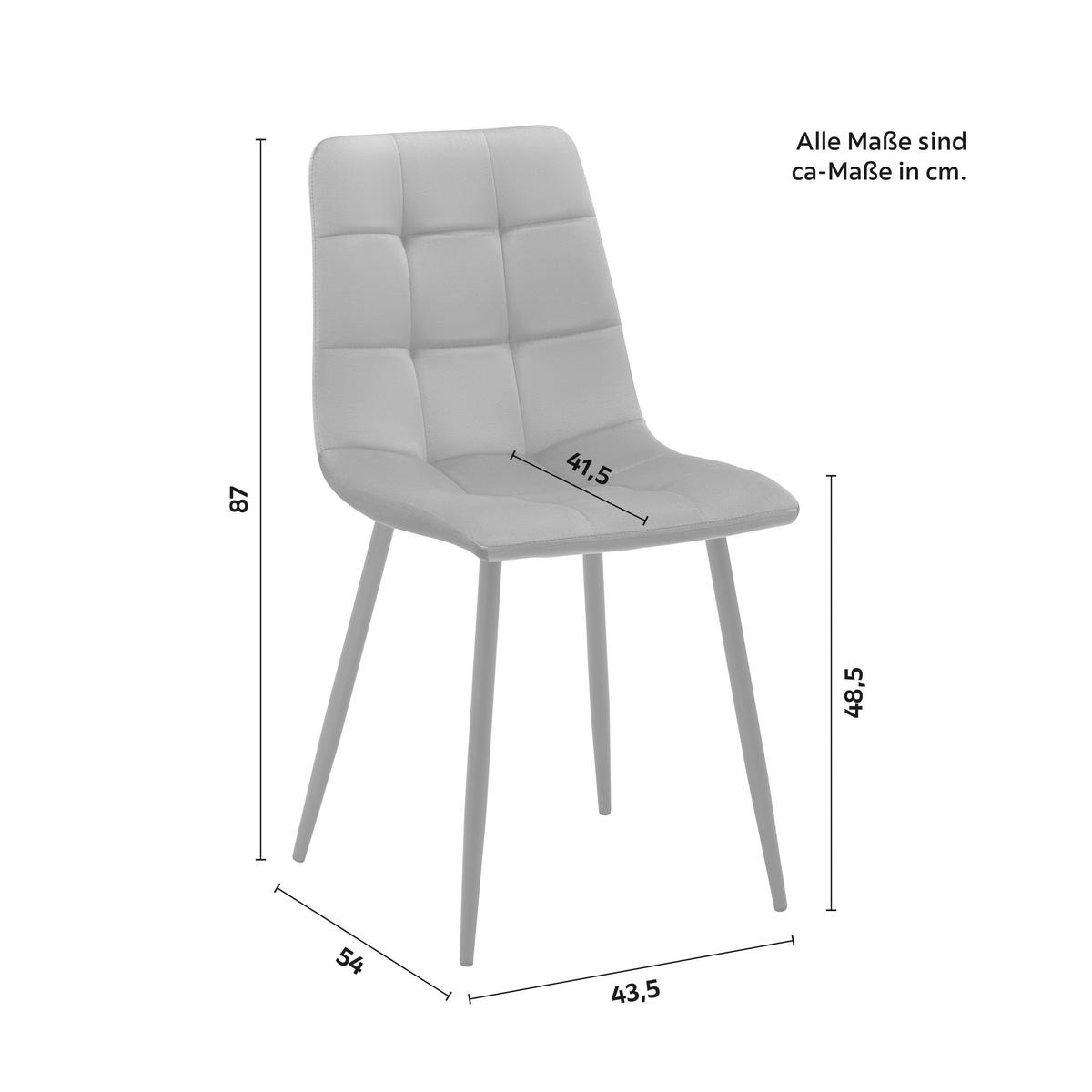 STUHL Ria Dunkelgrau Samt Gepolstert - Dunkelgrau, Holz (43.5/87/54cm) - Bessagi Home