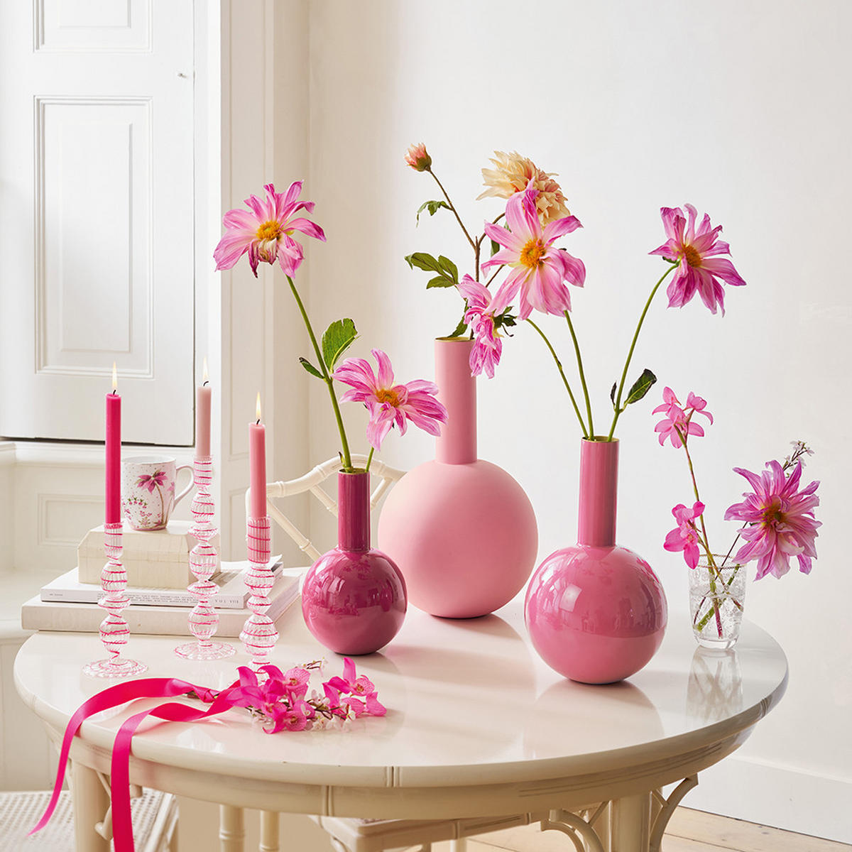 VASE Metal medium rosa 19x33 cm - Dunkelrosa, Metall (33cm) - Pip Studio