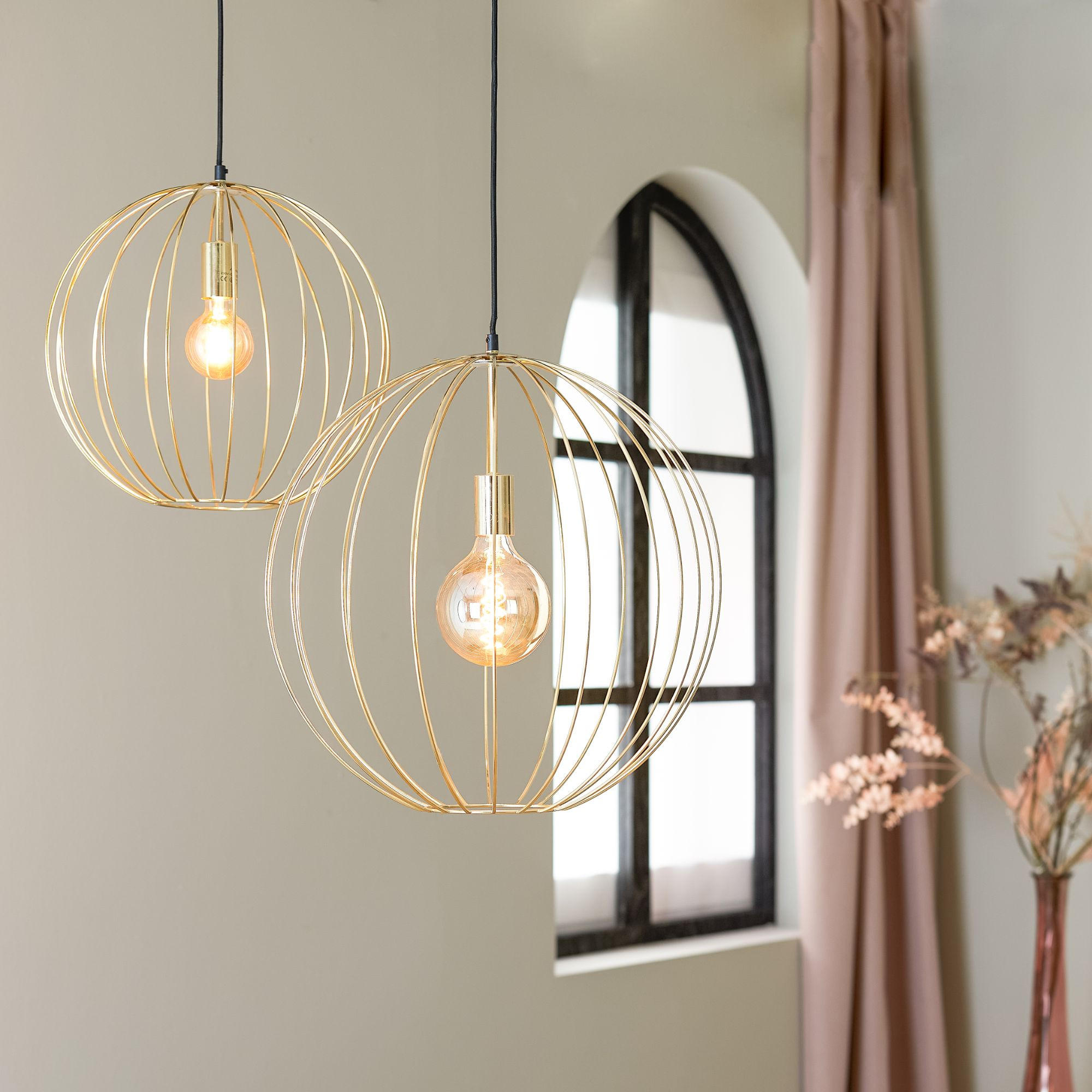 PENDELLEUCHTE Suden Gold 50/50/51 cm - Goldfarben, Metall (50/50/51cm) - Light & Living