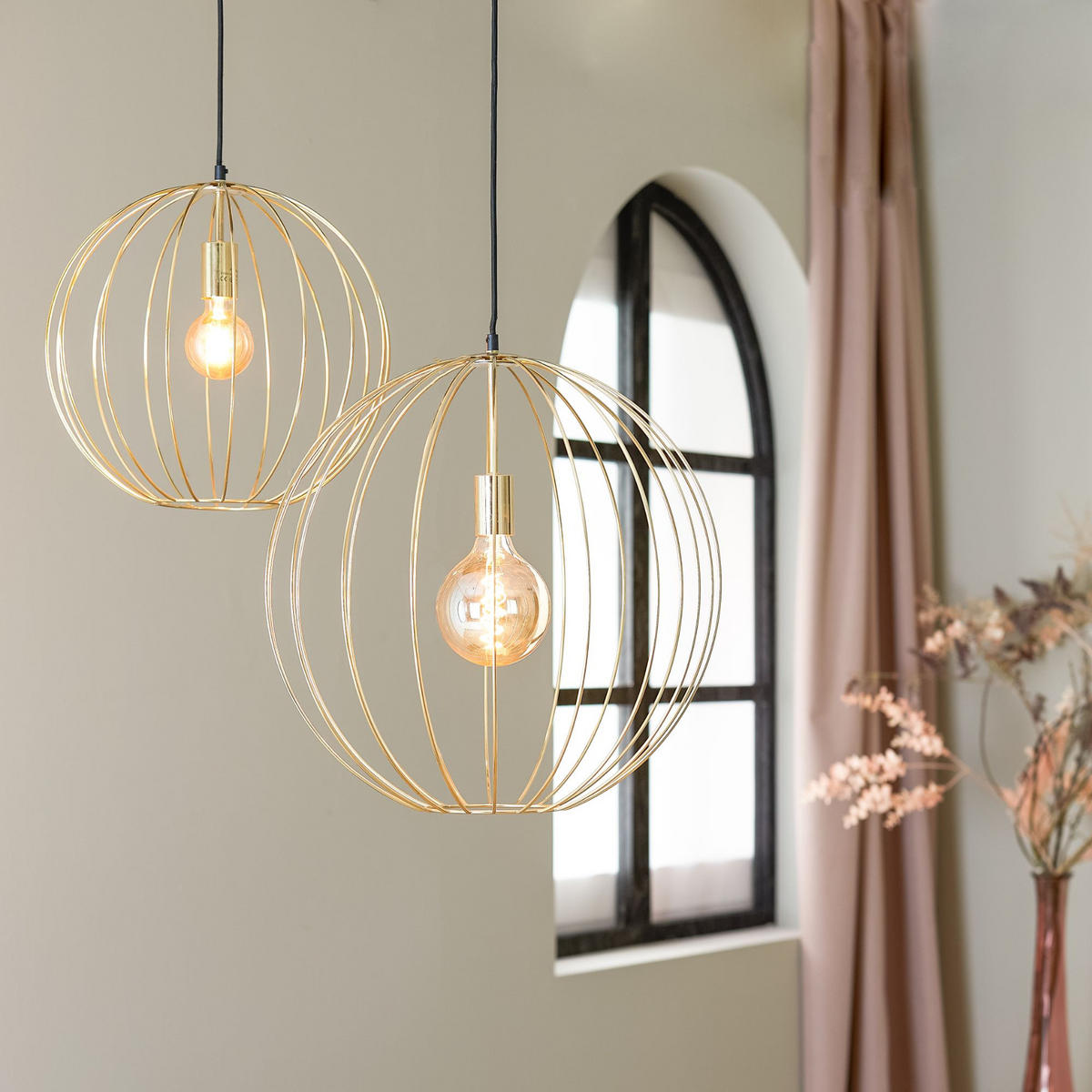 PENDELLEUCHTE Suden Gold 50/50/51 cm - Goldfarben, Metall (50/50/51cm) - Light & Living