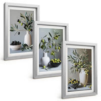BILDER SET 3er Set - 20x30 cm Silberner Rahmen - Oliven in schlichten Vasen - Silberfarben, Kunststoff (20/30cm) - TULUP