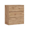 KOMMODE 3 Schubladen, Farbe: Wotan-Eiche, 78 x 70 x 39 cm - Eiche Wotan, Holzwerkstoff (70/78/39cm) - 3XE LIVING