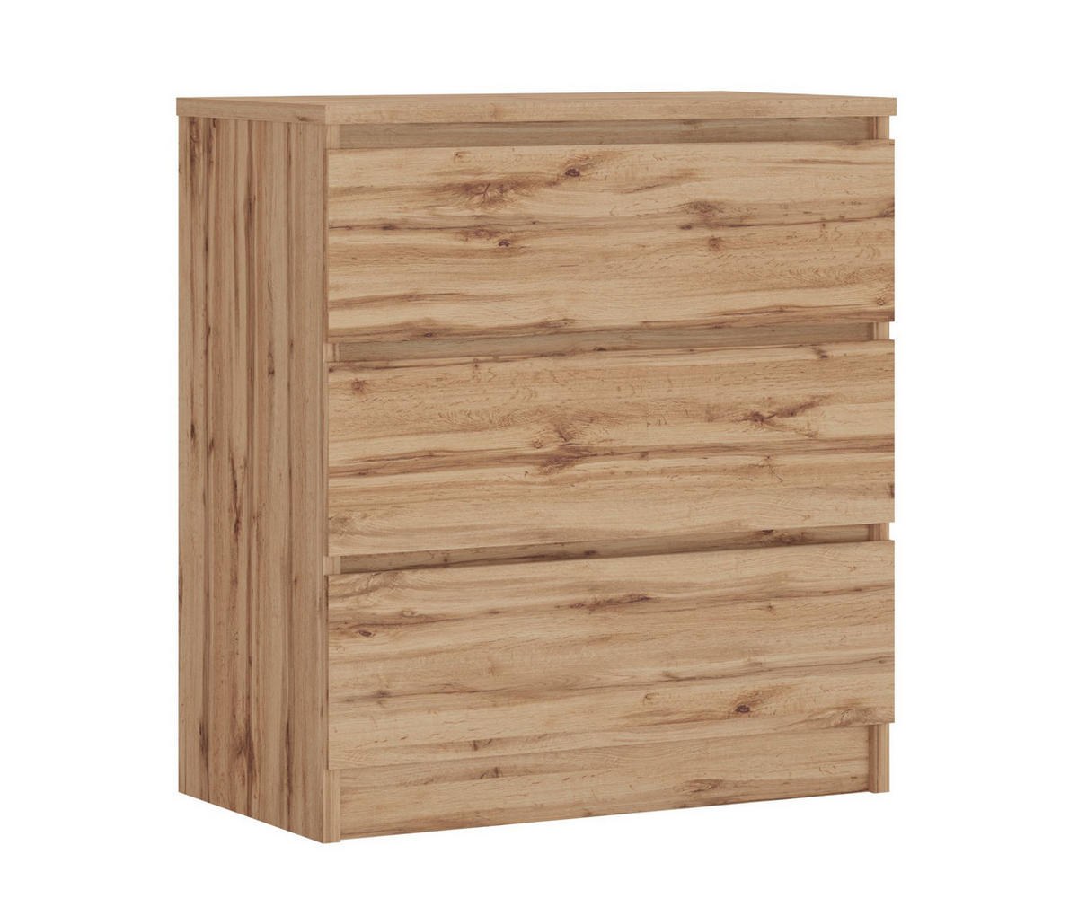 KOMMODE 3 Schubladen, Farbe: Wotan-Eiche, 78 x 70 x 39 cm - Eiche Wotan, Holzwerkstoff (70/78/39cm) - 3XE LIVING