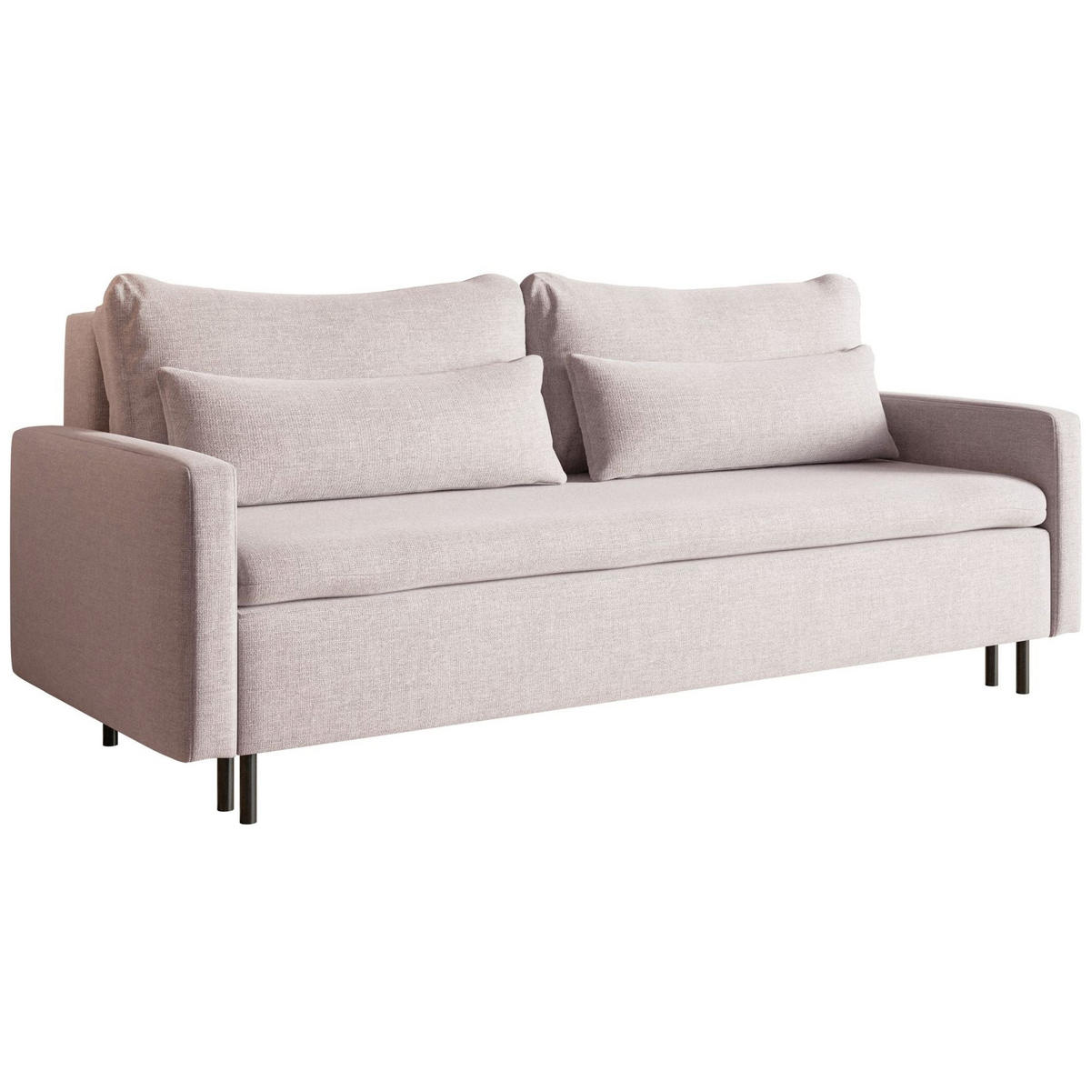 3-SITZER SOFA Umpro Chenille Hellbeige - Ecru/Schwarz, Textil/Metall (220/96/95cm) - Selsey