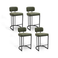 BARHOCKER 4er Set mit Rückenlehne, Grün - Grün, Metall (47/88.5/47.5cm)