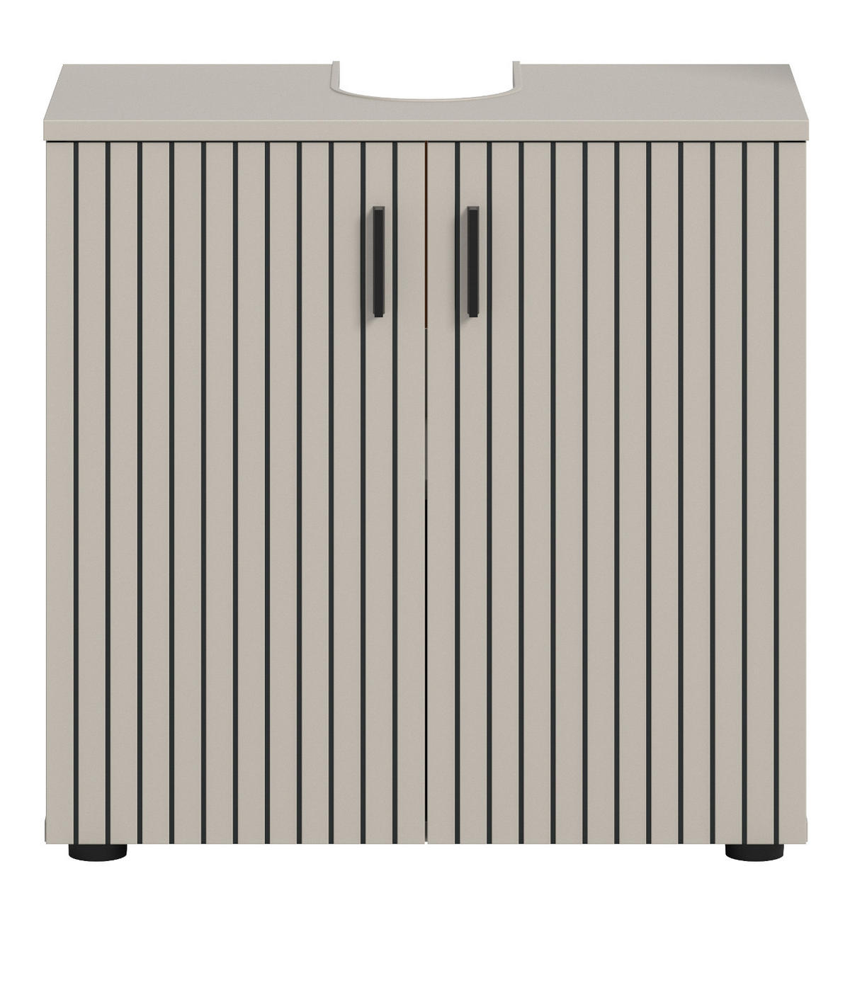 WASCHBECKENUNTERSCHRANK kaschmir 60 cm, Badezimmer Unterschrank 2-türig - Kaschmir/Schwarz, Holzwerkstoff/Kunststoff (60/59/30cm) - Inn.Furn