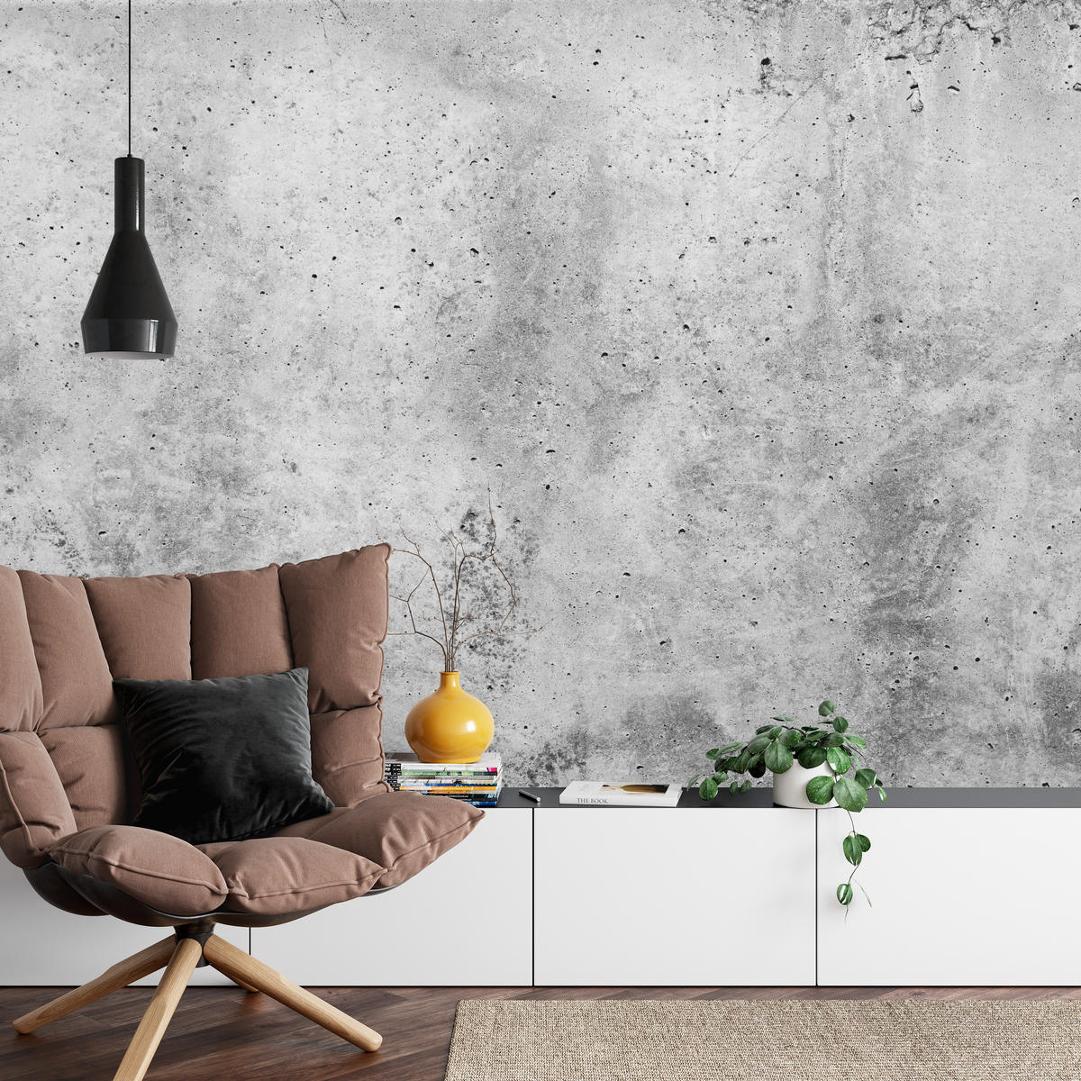 FOTOTAPETE Grauer Minimalistischer Beton Industrial Modern Loft 350x256 - Grau, Papier (350/256cm) - Muralo