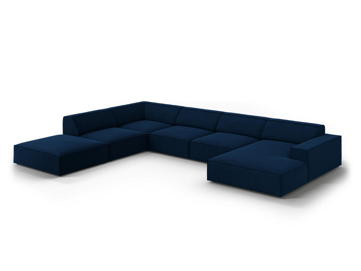 PANORAMASOFA links Jodie aus Samt königsblau 7 Sitzplätze - Blau, Textil (262/70/364cm) - Micadoni